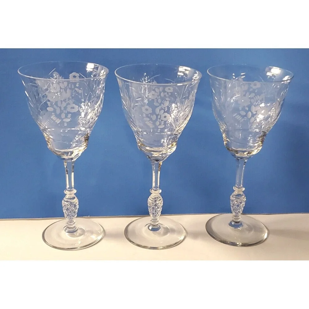 Vintage Rock Sharpe Newgate Crystal Glass‎ Water Goblets 8
